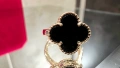 Van Cleef & Arpels VCA Rose Gold Black Onyx Vintage Alhambra Дамски Пръстен, снимка 4