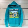 Нов детски суичър с дигитален печат MINECRAFT в зелен изчистен цвят, снимка 8