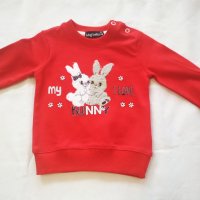 Комплект за бебе момиче в червено и тъмносиньо с шита щампа на зайчета, снимка 2 - Комплекти за бебе - 31877019