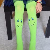 Едноцветен чорапогащник с принт усмивка, чорапогащник за балет, снимка 1 - Чорапи - 30181983