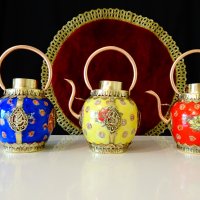 Тибетски чайник порцелан,мед и месинг. , снимка 13 - Антикварни и старинни предмети - 37512646