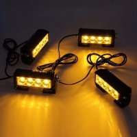 Комплект 4 бр LED аварийни лампи с контролер, Жълта блиц светлина 12V/24V, снимка 3 - Аксесоари и консумативи - 39939105