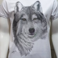 Страхотна нова мъжка тениска с дигитален печат Бял Вълк, Серия Вълци, снимка 5 - Тениски - 29104349