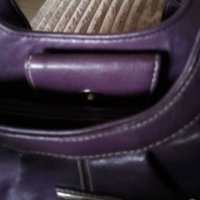 Чанта кожена тъмно лилава и парти черна чантичка, снимка 4 - Чанти - 28704046