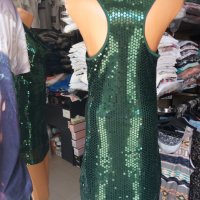 Зелена рокля по тялото - цялата в пайети, снимка 3 - Рокли - 36754842