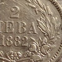 Сребърна монета 2 лева 1882г. Княжество България Александър първи за КОЛЕКЦИОНЕРИ 40843, снимка 3 - Нумизматика и бонистика - 42832308