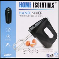 Ръчен миксер Home Essentials 250 вата/6 скорости/турбо,куки за тесто,бъркалки, снимка 3 - Миксери - 38781392