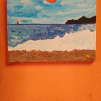 Морски пейзаж акрил върху платно, снимка 4 - Картини - 37250095