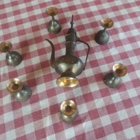 Месингов сервиз за ракия "Ибрик"с 6 малки чаши, снимка 5 - Антикварни и старинни предмети - 30385269