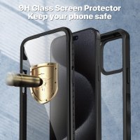 CENHUFO Съвместим с калъф за iPhone 15 Pro Max с вграден протектор против шпиониране, черен, снимка 9 - Калъфи, кейсове - 44199478