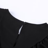 Дамска блуза в черно с дълъг ръкав и къдрички, снимка 12 - Блузи с дълъг ръкав и пуловери - 40698207