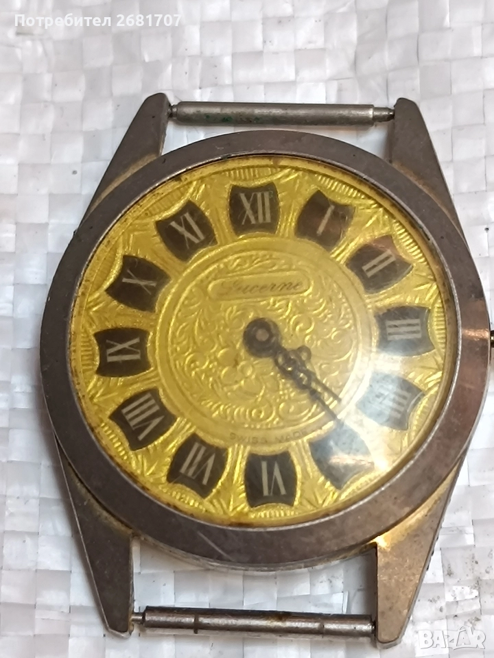 позлатен мъжки часовник Lucerne , снимка 1