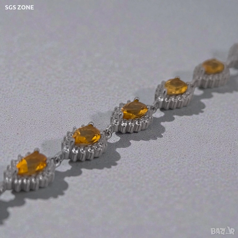 сребърна гривна с естествен цитрин, снимка 1