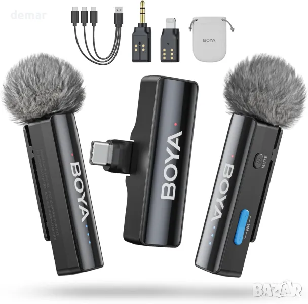 Boya BOYALINK 2х A2 Безжичен петличен микрофон,48 KHz 24 бита, до 300м, снимка 1