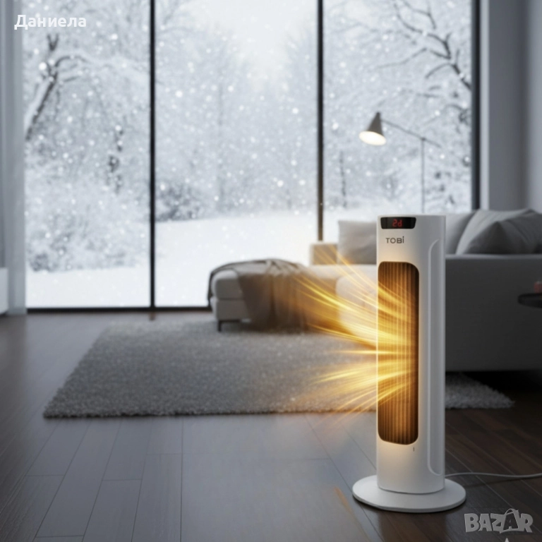 Вертикален керамичен отоплител с дистанционно и защита от прегряване, снимка 1