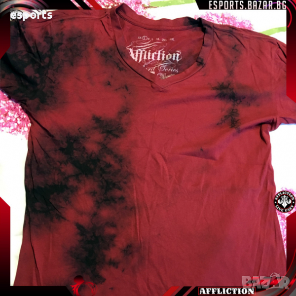 Мъжка тениска AFFLICTION Standard Series (стандартна серия) Red Distressed Dark Lava Wash S Small, снимка 1