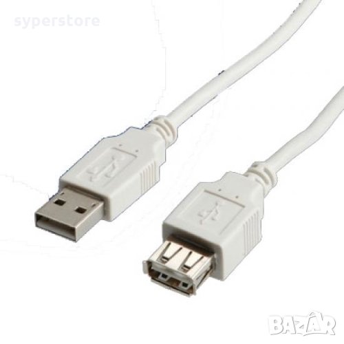 Кабел USB-A към USB-A 3.0 Digital One SP01188 Бял 1.8m, USB Type A to USB A M/F, снимка 1