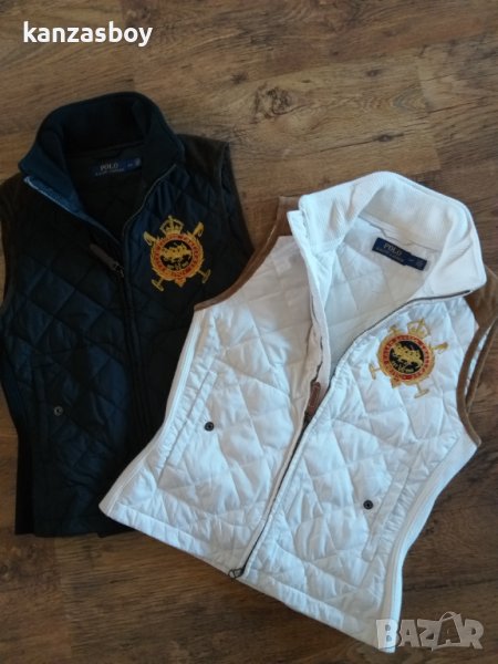 Polo Ralph Lauren Equestrian Vest Suede Trim White Quilted Full Zip - страхотен дамски елек , снимка 1