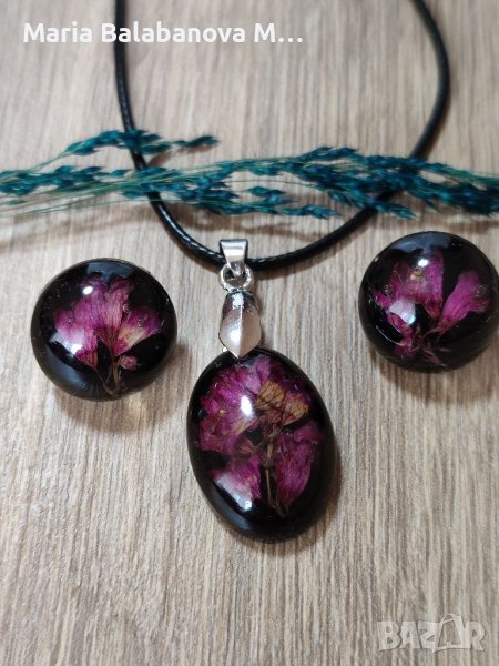 Бижута от епоксидна смола и естествени цветя., снимка 1