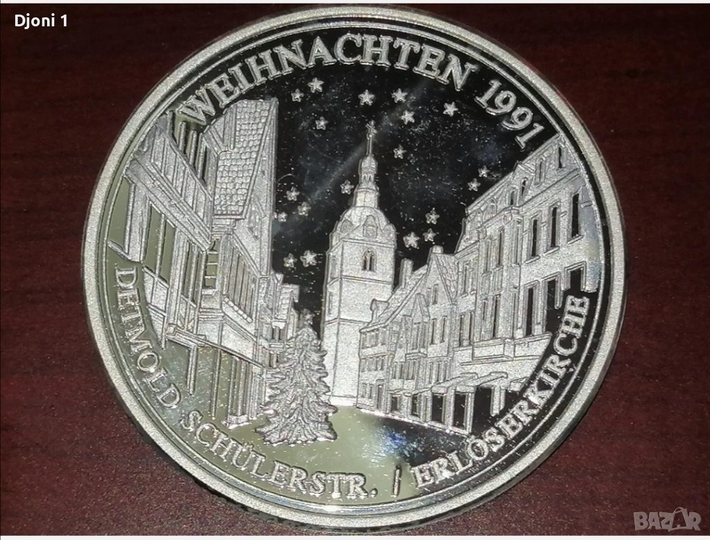 Сребърен Weihnachtstaler 1991, снимка 1