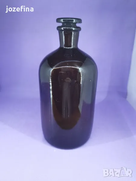 Реактивно шише, с шлиф, тъмно стъкло, снимка 1