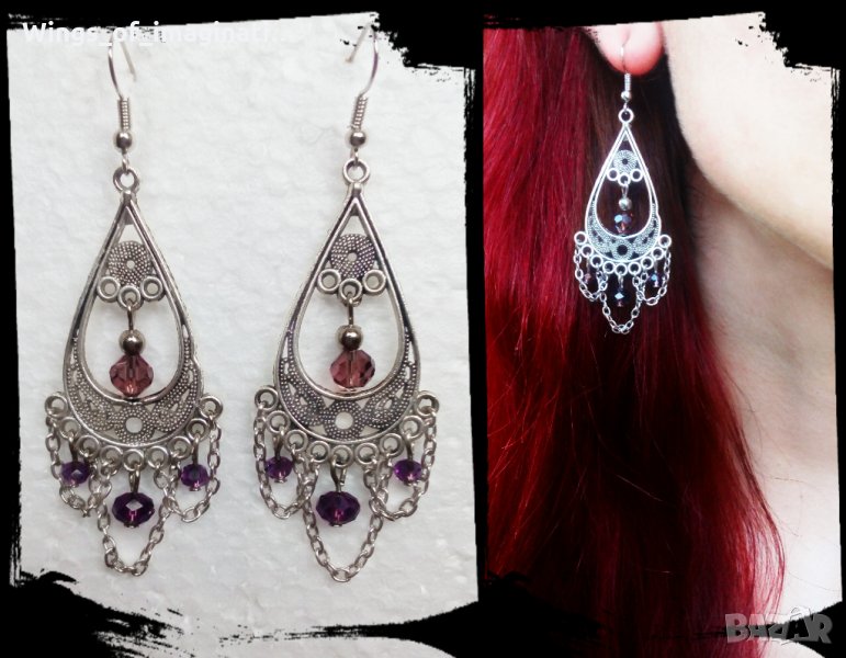 ! РАЗПРОДАЖДБА ! - Обеци ръчна изработка със сребро 925 , снимка 1