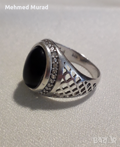 Сребърен пръстен с оникс, снимка 1
