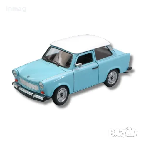 Метална кола Trabant 601 / Трабант, 1963, WELLY, мащаб 1:24, син цвят, бял таван, , снимка 1