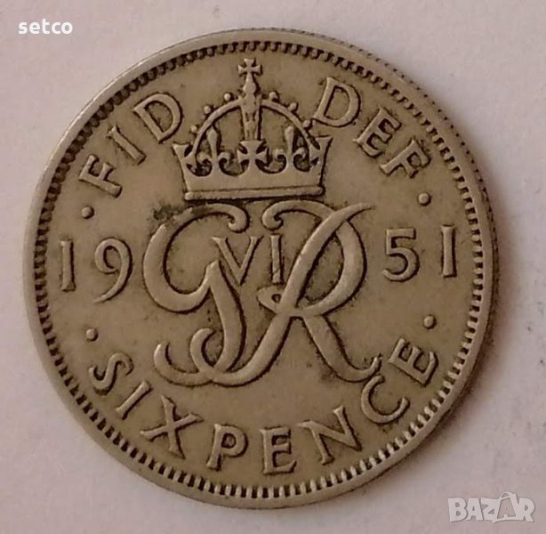 Великобритания 6 пенса 1951 с149, снимка 1
