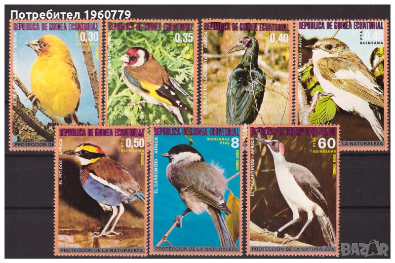 ЕКВАТОРИАЛНА АФРИКА 1976 Птици от Африка чиста серия, снимка 1