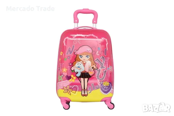 Детски куфар Mercado Trade, Поликарбон, Момиче с коте, снимка 1