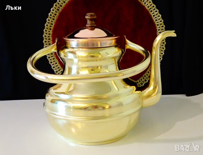 Бронзов чайник 3 литра,позлата. , снимка 1
