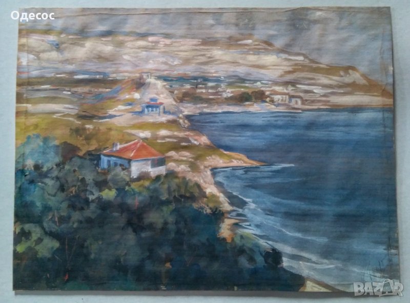 Стара картина гваш "Балчик" на художника Константин Георгиев- Щъркелов, снимка 1