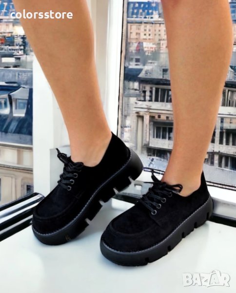 Равни обувки - черен велур - BZ7, снимка 1