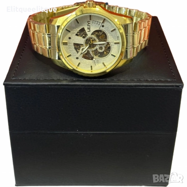 Луксозен мъжки часовник LEIYI – съвършенство в злато и механика, снимка 1