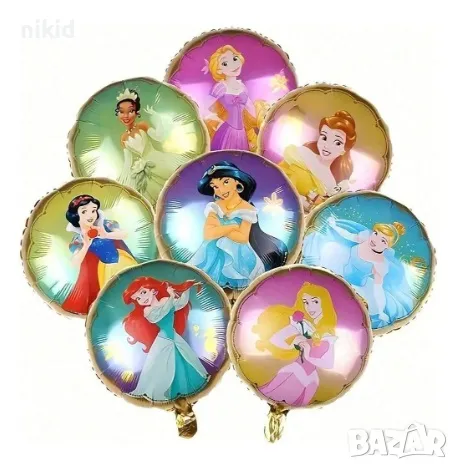 Принцеса принцеси Снежанка Рапунцел Жасмин Ариел Пепеляшка Белл Тиана балон фолио фолиев, снимка 1