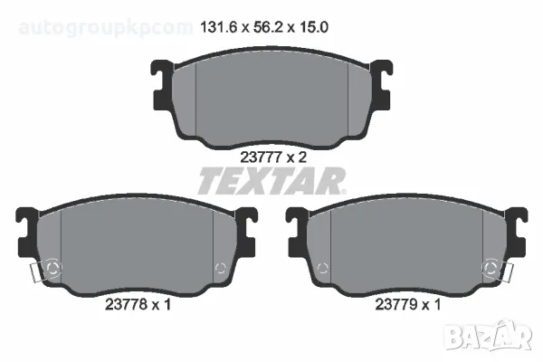 TEXTAR 2377701 Комплект предни дискови накладки - ISUZU IMPULSE; MAZDA 6, 626 V, PREMACY 1.6-2.0D 01, снимка 1