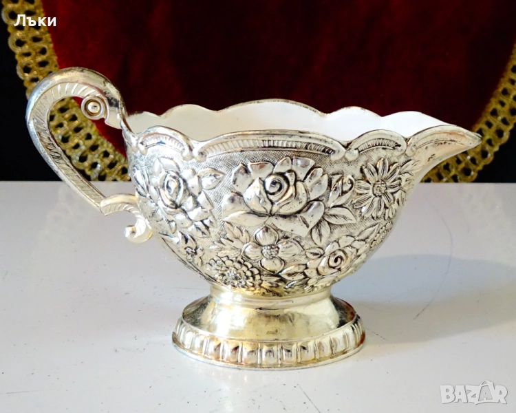 Посребрена каничка,рози,барок. , снимка 1