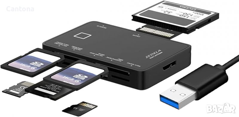 Zedela USB 3.0 четец на карти за Micro SD/SDXC/CF/SD/SDHC/MS/XD/T-Flash/MMC, 7-в-1 USB адаптер карти, снимка 1