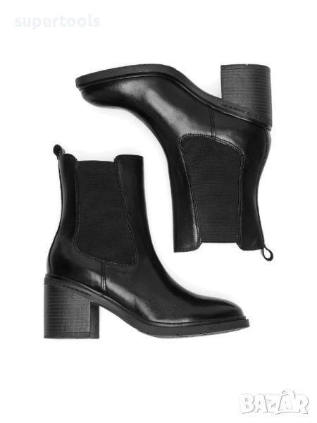 Дамски черни боти Mellisa с дебел ток, снимка 1