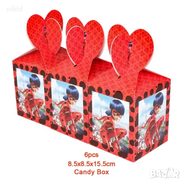 Калинката и Черния котарак miraculous парти картонена кутия кутийка за лакомства подаръци и др., снимка 1