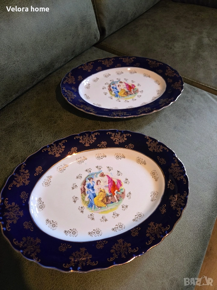 2 бр. Големи чинии от ОРИГИНАЛЕН ЧЕШКИ КОБАЛТ, снимка 1