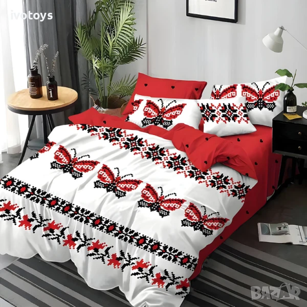 Двулицево спално бельо с ластик, 6 части - Модел WS17494, снимка 1