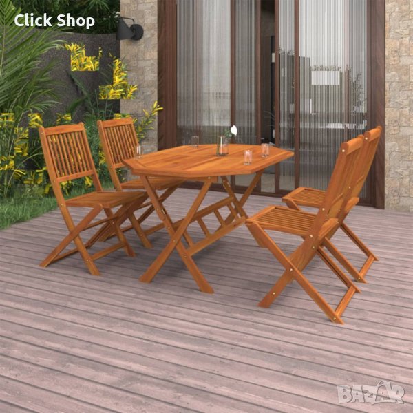 Градински трапезен комплект от 5 части, акация масив, снимка 1