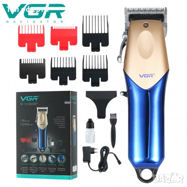 VGR V-162 Тример за коса, брада, акумулаторна електрическа машинка за подстригване за мъже, снимка 1