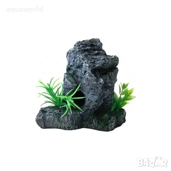 "ПРОМОЦИЯ" Изкуствена декорация - Скала с растения XL, снимка 1