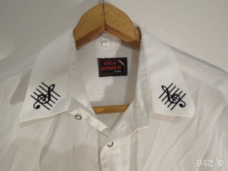 Уникален модел мъжка риза Nico Arnaldi с ноти и петолиние - Страхотна за музиканти и творчески лично, снимка 1