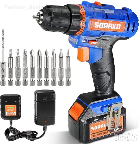 Нова Акумулаторна електрическа бормашина с LED светлина, 2 скорости, снимка 1