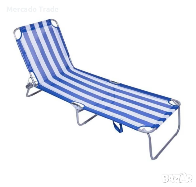 Сгъваем шезлонг за плаж Mercado Trade, За къмпинг, плаж, Син, снимка 1