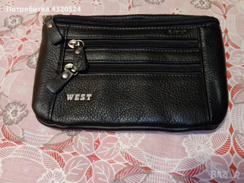 Черна Мъжка Чанта Естествена Кожа за Колан на АРТ93, снимка 1